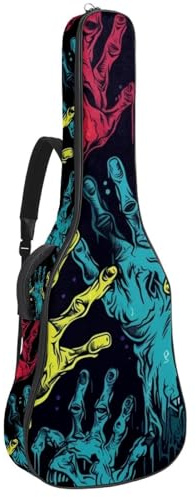 Bassgitarrentasche mit Halloween-Zombie-Handdekor 89, Akustikgitarrentasche 101,6 cm (40 Zoll) E-Gitarrenkoffer, wasserdichte Oxford-E-Gitarre, Gigbag für akustische Konzertgitarre, Ukulele,
