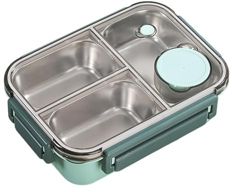 Rurunklee Stainless Steel Bent-o Box/Lunch Box - 3 Compartment Metal Lunch Containers, for Kids & Adults