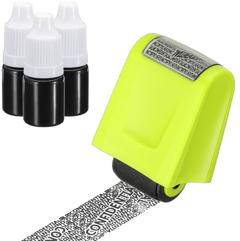 PATIKIL Identity Theft Protection Roller Stamp, 0.7 Confidential Roller Stamp Privacy ID Police Stamp Roller for Security ID Address with 3Pcs Refills, Light Green