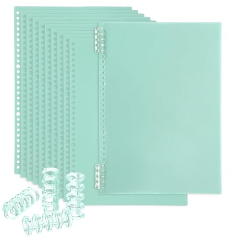 PATIKIL 12 Pack Cubiertas de Encuadernación, A4 (11.8X8.5 Pulgadas) 22 Mil Cubiertas de Plástico para Cuadernos con Peine de Encuadernación para Presentación de Informes, Verde Claro