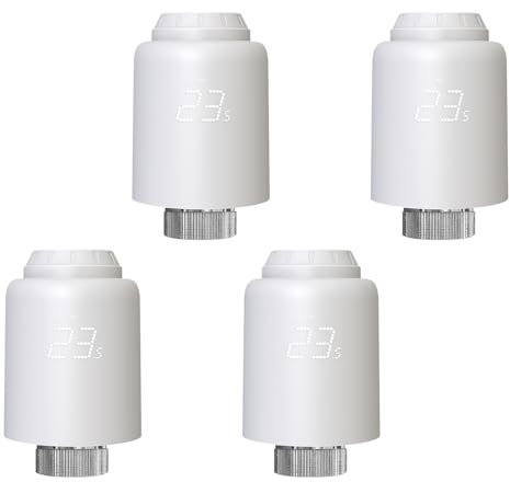 MOES Heizkörperthermostat Smart,Heizungsthermostat WLAN(MOES ZigBee Hub erforderlich),Thermostat Heizung Programmierbarer mit Fenstererkennung, Kompatibel mit Alexa und Google Home,4 PCS