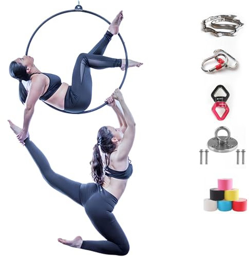 FFYUTING Lyra Hoop Set, Aerial Hoop Kit, Zirkus Aerial Equipment, Aerial Yoga Hoop aus Edelstahl für Tanzstudio, Aerial Fitness