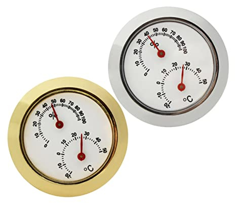 ibasenice 2pcs Mini Guitar Hygrometer round Mini Hygrometer Thermometer for Guitar Case Indoor Humidity Monitoring