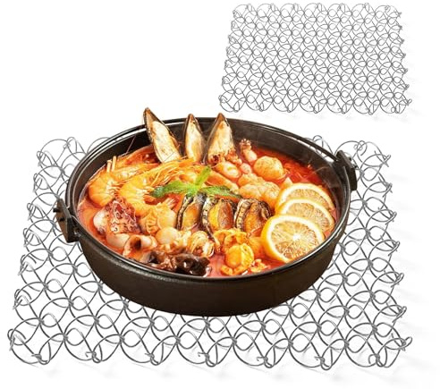 2 Stück Topfuntersetzer Metall Hitzebeständig Spiraltopfuntersetzer Topfgitter, Untersetzer für heiße Töpfe und Pfannen, Hitzeschutz für Topflappen Schalen, Küchenuntersetzer für heiße Gerichte