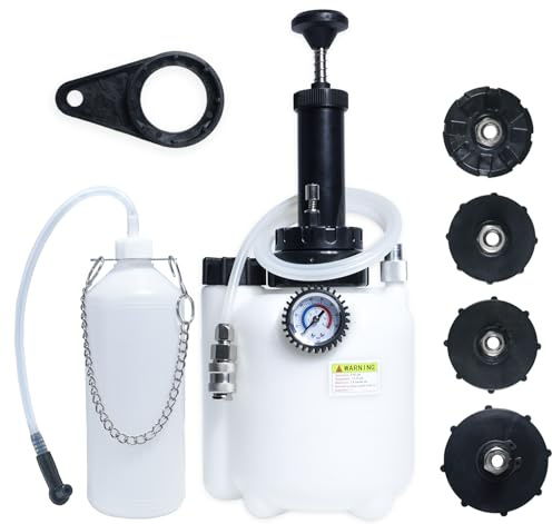 RIODEMBO 3L Manual Brake Fluid Bleeder Kit with 1L Bleeder Bottle, 4 Master Cylinder Adapters Compatible with Chrysler, Dodge, Mazda, Jeep, Subaru, Ford etc.