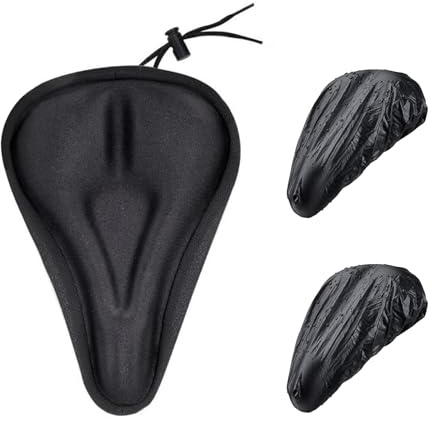 Syylqyr 3 Pcs Bike Seat Cushion Silicone Seat Cover Thick Padded Bicycle Saddle Cover Mountain Bike Accessories for Men Padded Bike Seat Cover Black
