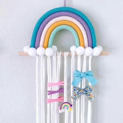 AQCQDQ Haarspangen Aufbewahrung Halter, Hair Clip Organiser Mädchen Bow Zubehör Lagerregal, Dekoration zum Aufhängen an der Wand und Baby Haarschleife (blau,80 * 30cm)