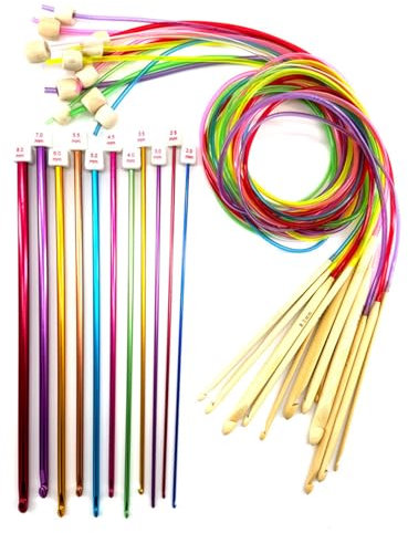 Wynrzyj 23 PCs Tunesian Häkelhaken Mit Seil Afghanischen Häkelhaken Set 2 0-8 0 Mm Stricknadel Für Schals Teppichpullover