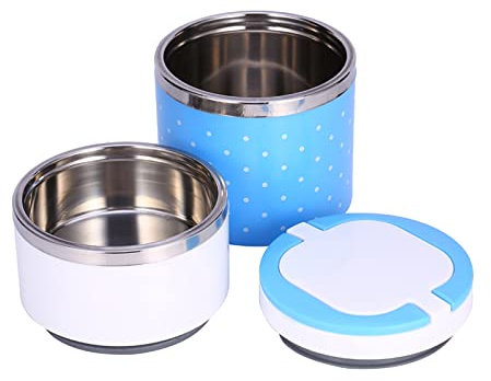 Caja de Almuerzo Térmico Aislante de Doble Capa con Manijas Duales - Material Interno Acero Inoxidable y Exterior PP Exterior para Preservación del Calor - Contenedor Alimentos Ecológico para