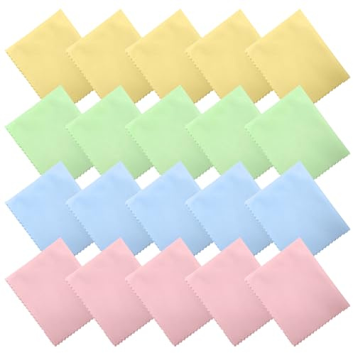 SYEYCW 20 Piezas Gamuza Limpia Gafas, Paños Limpiadores de Microfibra, Paños Limpiadores de Gafas Reutilizables, para Limpiar Lentes, Gafas, Pantallas, Teléfonos, Tabletas, Lentes de Cámaras