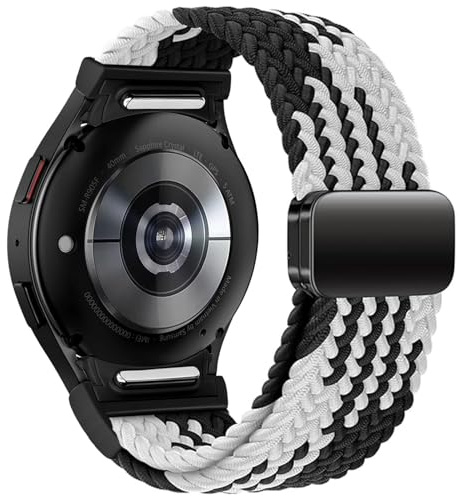 Issinlky No Gap Nylon Flätat armband Kompatibel med Galaxy Watch 7/FE/6/5/4 40mm 44mm, Elastiskt Magnetiskt Spänne armband för Galaxy Watch 6 Classic/4 Classic/5 Pro Herren Damen