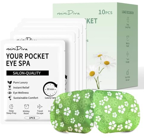 Minidiva Selbsterhitzende Wärmemaske für Augen – Entspannung, Feuchtigkeit & Linderung von Trockenheit und Augenringen (Kamille, 30 Stück (1er Pack))