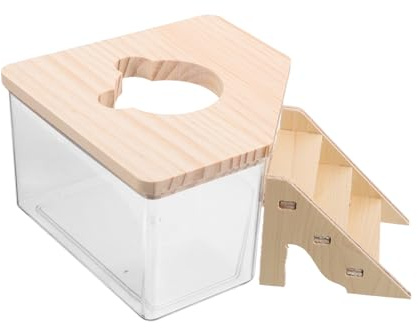 Kisangel Bath Sandbox for Hamster Gerbil Sand Bath Box Small Animals Bathroom Ramp Hamster Toy Ramp
