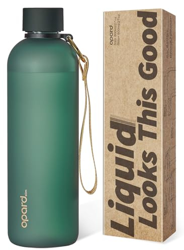 Opard Slim Trinkflasche 800ml, Kohlensäure geeignet Wasserflasche, Water Bottle Spülmaschinenfest, BPA frei Plastik, Auslaufsicher Schraubverschluss, Flasche Sprudel geeignet Für Sport, Schule, Büro