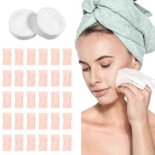 FIXOSHEE 100 pezzi Salviette Viso Usa e Getta in Cotone Compressi Asciugamani Viaggio Compatti Morbidi e Assorbenti Espansione Rapida per Pulizia Viso e Superfici per Campeggio e Trasporto
