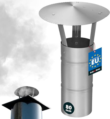 KOTARBAU® Comignolo Antivento - Comignolo Canna Fumaria - Acciaio Inox - ø 80 mm - Argento - Terminale Canna Fumaria - Antivento Antipioggia - Fumaiolo Stufa a Pellet