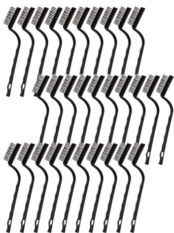 Qomcsrl Mini Cepillo de Alambre de 30 Piezas, Cepillo de Acero Inoxidable, Cepillo para Raspar de MamposteríA con Manejar Curvo, Cepillos de Alambre de Metal para Limpieza