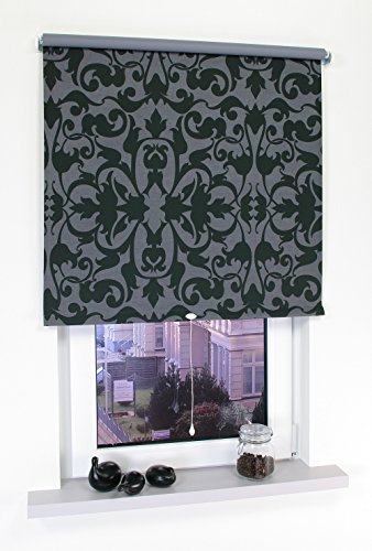 deko-raumshop Verdunkelungsrollo Schlafzimmerrollo Springrollo Schnapprollo Rollo Stoff mit Motiv lichtundurchlässig Raum verdunkelnd Montage Wand Decke Hitzeschutz (90 x 180 cm, Ornament)