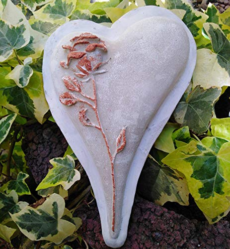 Radami 3D Grabherz Herz m. Rose Grabschmuck Dekoherz Dekoration Trauerherz Weiß asym.