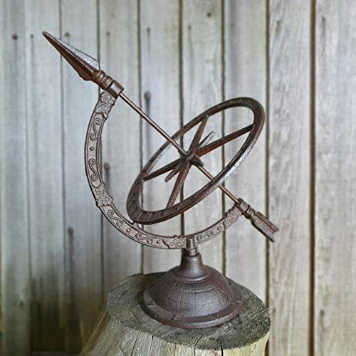 Darthome Cast Iron Garden Sundial Wind Armillary Compass Clock Roman Numerals Ornament 37cm (Large)