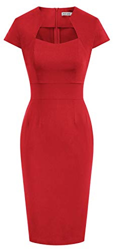 GRACE KARIN 50s Retro Vintage Kleid Damen Pencil Kleid Kurzarm keid Partykleid 2XL CL8947-2