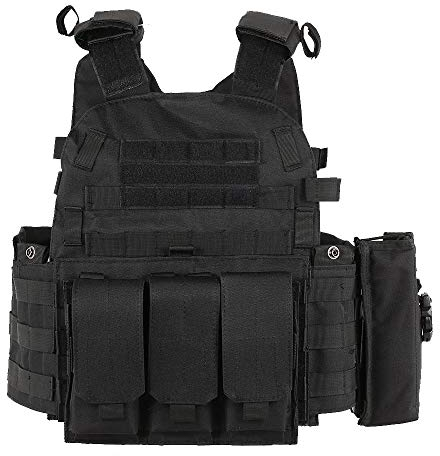 doorslay Modulares Outdoor-Herren-Weste, 600D-Oxford-Gewebe, Jagdausrüstung, Lastenträger mit Trinktasche, Schwarz , M