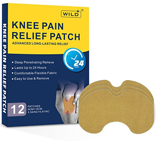 Wild+ Knee Pain Relief Patch, 12PCS Herbal Heat Patches Large Max Strength Heat Pads for Back Pain Relief, Long-Lasting Relief Arthritis Pain Relief Plaster for Back/Neck/Joint/Muscle Pain