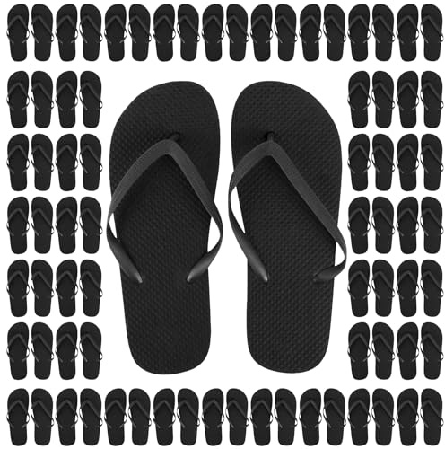 Trail maker 50 Pairs Bulk Wedding Flip Flops for Men Waterproof Wholesale Flip Flops for Men in Bulk for Wedding Guests, Bnb Guests, Hotels, and Charity Donation (Black)