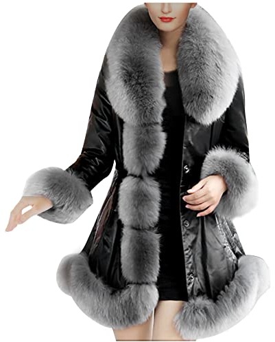 Winterjacke Damen Faux Pelz Jacke Kurze Elegant Pelzmantel Winter Herbst Kunstpelz Coat Kunstfell Warm Plüschjacke Winterjacke Pelzige Spleißjacke Langarm Oberbekleidung Braut Schals Jacke Mantel