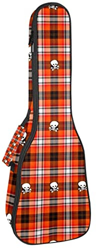 Ukulele väska retro pläd dödskallar mönster ukulele fodral för Sopran Tenor konsert 23 tum 10 mm tjock mjuk vadderad justerbara remmar spelväska