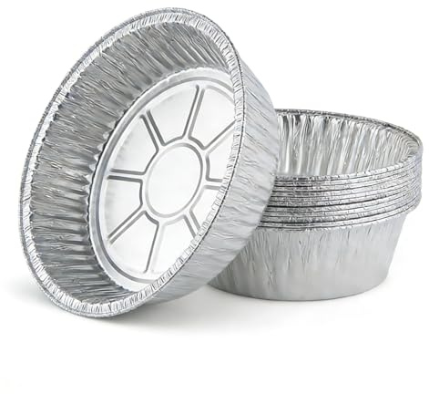 JAPCHET 20 Pack 10 Inch 2.95 Inch Deep Round Aluminum Foil Trays, 2800ML Foil Disposable Aluminum Pan Containers for Roasting, Baking, Cooking, Reheating