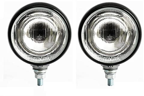 J/J Coppia Fanali Anteriore Trattore Universale in Plastica Metallo e Vetro Proiettore SX+DX M16 Nero Ø12cm Montaggio, esterno