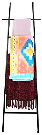 KLZUOPT Exquisite Badezimmerregale, freistehende Handtuchhalter, Leiter, Edelstahl-Wäscheständer, Deckenständer für Wohnzimmer, Badezimmer, Küche/Schwarz