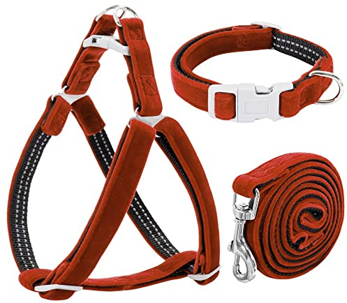 Verstellbares Hundehalsband-Geschirr-Leine-Set Reflektierende weiche Welpengeschirr-Weste Nylon-Haustierhalsbänder für kleine mittelgroße Hunde Chihuahua