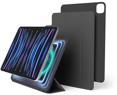 elago Magnetisches Folio Hülle Kompatibel mit iPad Pro 11 (M4,M5) 6., 5., 4. - Rückwand kann an Metallmaterialien befestigt Werden, Kompatibel mit Apple Pencil und elago's Pencil Case (Dunkelgrau)