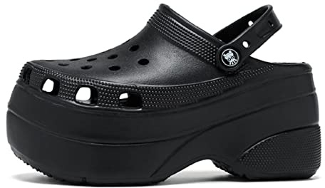 QINGE Sandali estivi con plateau mulo da giardino scarpe da donna zoccoli all'aperto altezza crescente pantofole da donna slider spiaggia infradito scarpe estive, nero, 36