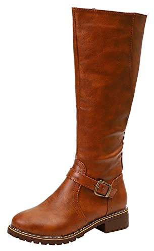 2022 Femmes Bottes Hautes Genoux Bottes D'éQuitation Pour Femmes Bottes De Cowboy Confortables Tirer Sur Les Bottes D'Hiver D'Automne 2022 Bottines Femme Automne Hiver Vintage Mode Cuir