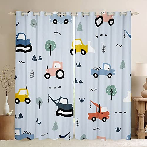 FIBITA Vorhang Blickdicht Cartoon-Auto Vorhänge Kinder Gardinen Wohnzimmer Schlafzimmer Cartoon-Auto Verdunklungsvorhänge 3D Druck Vorhang 91.5x214 cm Ösenvorhang 2er Set