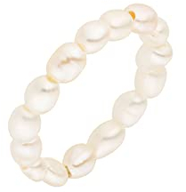 Purelei® Pearly Fidget Ring – Elastischer Anxiety Ring aus schimmernden Süßwasserperlen | Anti-Stress Schmuck | Dehnbarer Perlenring für Entspannung & Achtsamkeit (White, M/L)