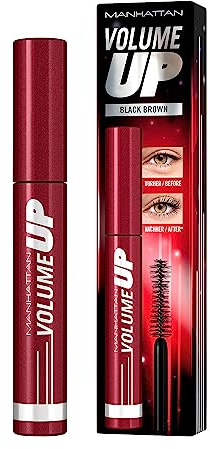 Manhattan Volume Up Mascara, Black Brown, dunkelbraune Volumenmascara, 8 ml