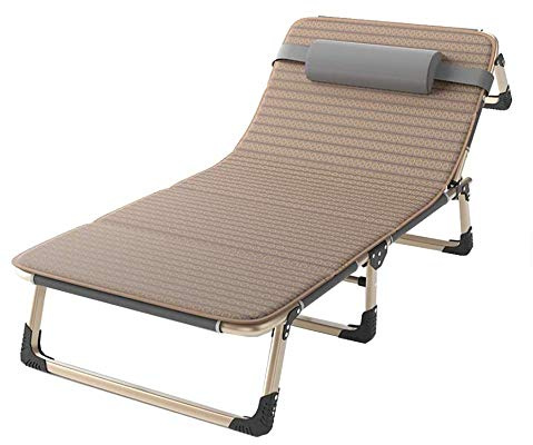 KAZUP Lettino da Giardino Pieghevole caricabile 200 kg, Lettino a Tre Gambe con Cuscino, Lettino Prendisole Regolabile in 4 Volte, Lettino da Campeggio con Telaio in Alluminio Resistente alle Inte