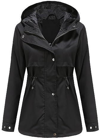 Regenjacke Damen Atmungsaktiver mit Kapuze Wasserdicht Regenponcho Leicht wasserdichte Faltbar Regenmantel Dünne Regenjacke