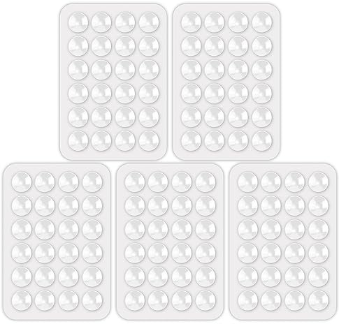 5pcs Silicone Suction Cup Phone Holders, Multipurpose Phone Suction Mount for Car Phone Mini Suction Cup Mat Suction Phone Case Adhesive for Mobile Power, 24 Suction Cups, White, 2.17 x 3.15in