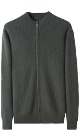 REHJJDFD Maglione da uomo in cashmere con cerniera, cardigan autunno inverno addensare caldo maglione giacche, Esercito En8, S