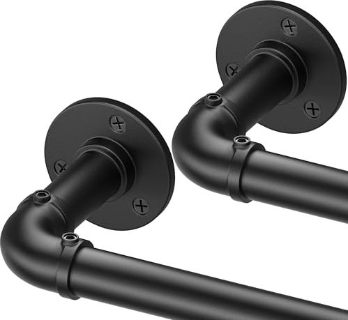 Gardinenstangen für Fenster 66 bis 120, robust, industrielle Gardinenstangen, 2 Stück, zum Umwickeln, Verdunkelung, verstellbare Gardinenstange, 2,5 cm, für Innen- und Außenbereich, 167,6–304,8 cm