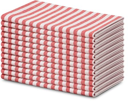 Blue Needles Striped Cloth Napkins 100% Cotton Set of 12-18 x 18 Inches