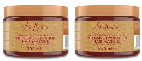 SheaMoisture Intensiv fuktmask för skadat, torrt hår manuell honung & mafuraolja silikonfri och sulfatfri hårmask 2 x 355 ml