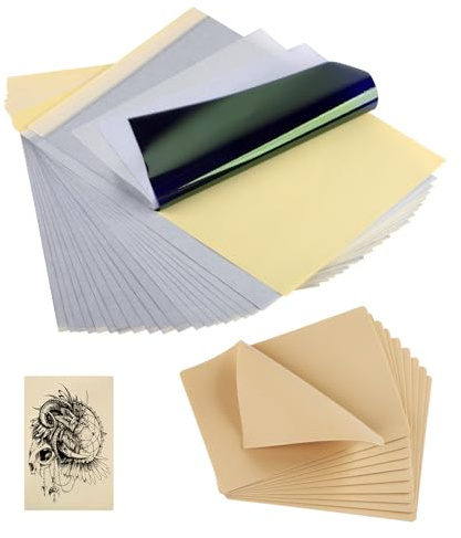STIGMA 10 Stück Tattoo Übungshaut und 20 Stück Tattoo Transfer Papier Falsche Haut Tattoo Schablone Papier Set für Tattoo Zubehör