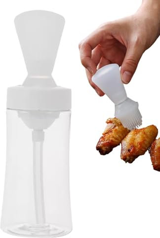 LearnLyrics Ölflasche mit Pinsel,Ölpinselflasche, Olivenölspender für die Küche, Tropffreie Multifunktionsflasche, auslaufsichere, leicht zu reinigende Flasche zum Kochen von Essig