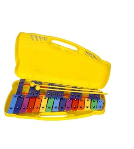 Xylophon 25 Noten Buntes Chromatisches Xylophon Mit Metalltasten Musikinstrumente Klavier Für Anfänger(Yellow)